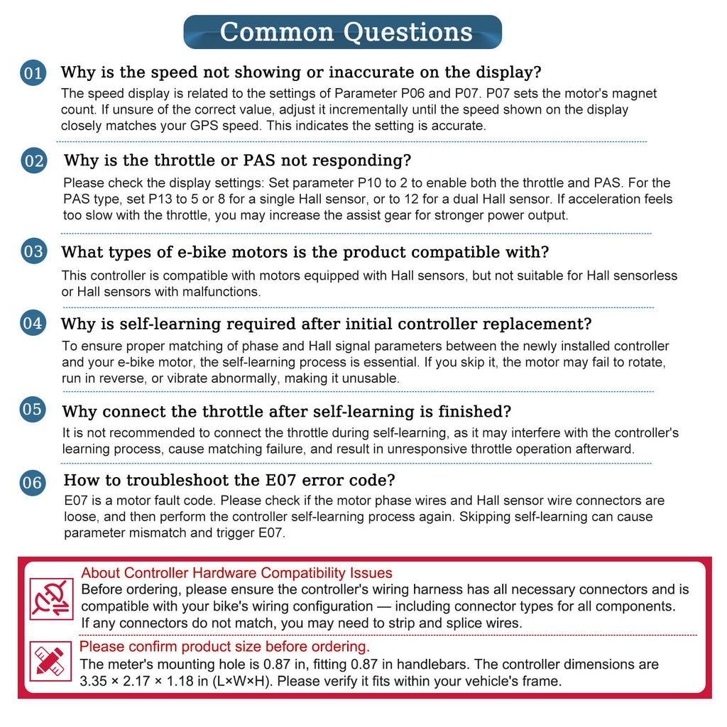 24V 36V 48V Electric Bike Controller Kit 17A 350W Brushless Motor Controller and Ebike LCD Display Electric Scooter Controller Electric Bicycle Speed Controller with Ebike Screen BLDC Controller