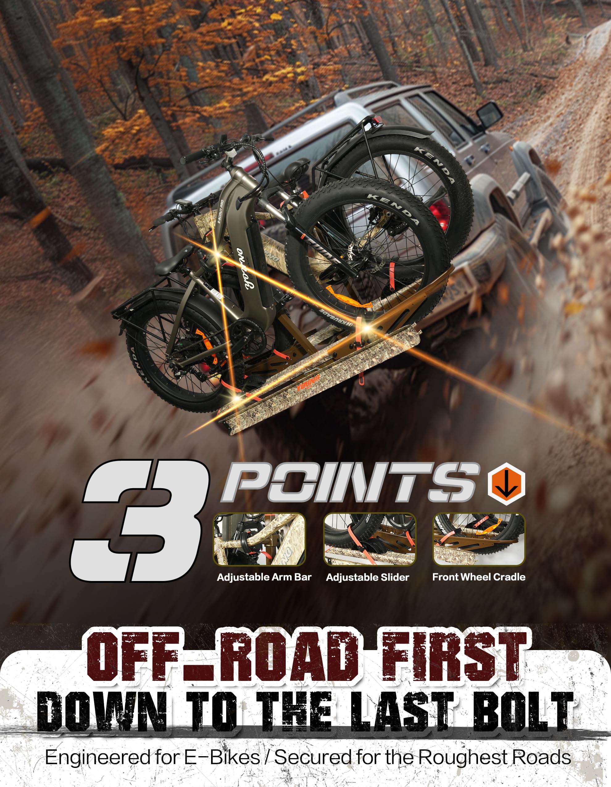 Young Hitch Mount Bike Rack with Ramp, 200 lbs. Capacity for 2 E-Bikes, Fat Tire and Standard, fits Cars, SUVs, RVs, Trailers with 2 Inch Receiver