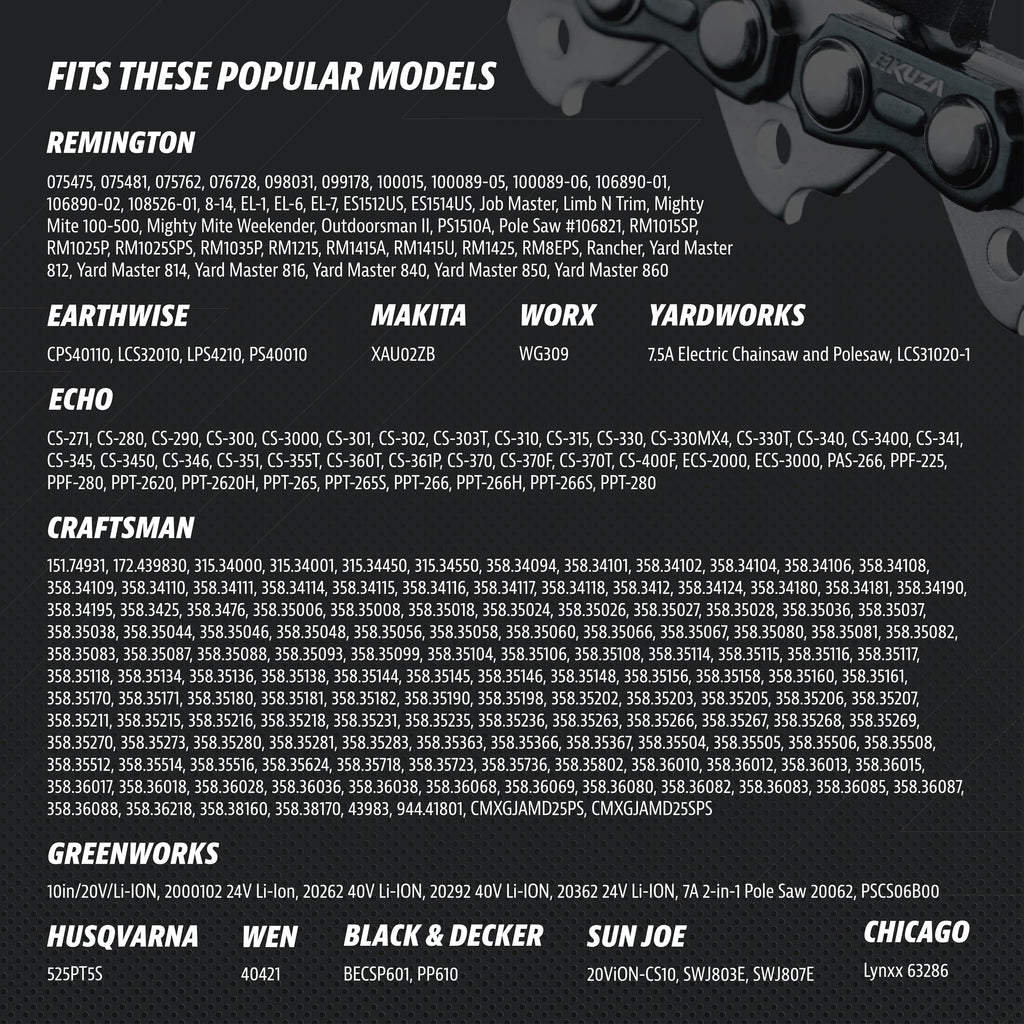 Premium 20 Inch Chainsaw Chain 3/8" Pitch .063" Gauge 72 DL - Fits Husqvarna 480, 465 (Rancher), 570XP, 575XP, 576XP, STIHL and More - 203ATMD009, 75LPX072G, 75EXL072G, 75EXJ072G (3 Chains)