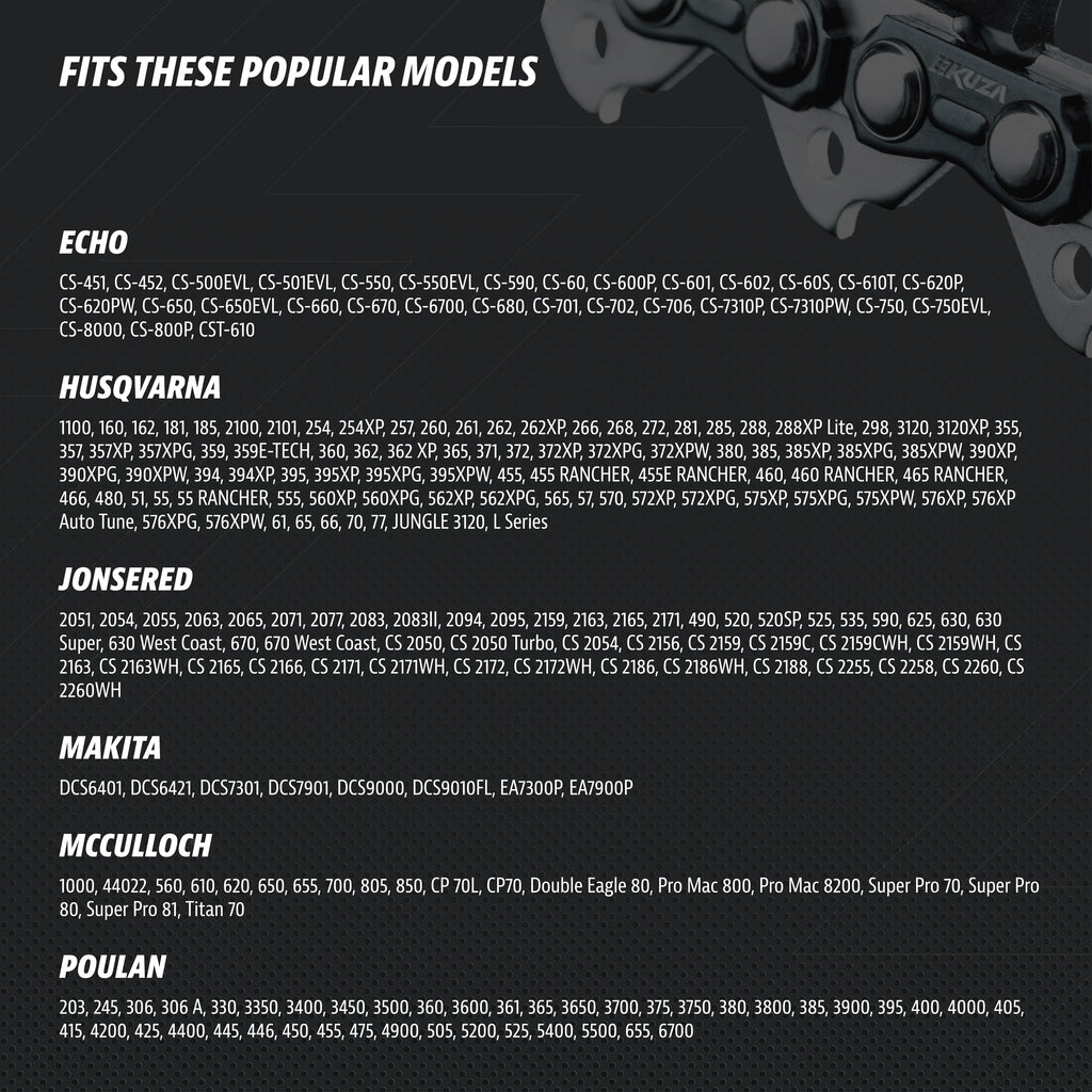 Premium 20 Inch Chainsaw Chain 3/8" Pitch .063" Gauge 72 DL - Fits Husqvarna 480, 465 (Rancher), 570XP, 575XP, 576XP, STIHL and More - 203ATMD009, 75LPX072G, 75EXL072G, 75EXJ072G (3 Chains)